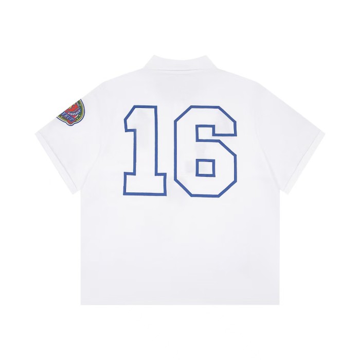 Cough Syrup American Retro Front Diagonal Letter Pony Flag Patch Back Large Hollow Number Oversized Polo Shirt 2 colors 29357796