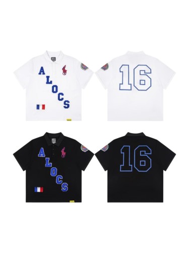 Cough Syrup American Retro Front Diagonal Letter Pony Flag Patch Back Large Hollow Number Oversized Polo Shirt 2 colors 29357796