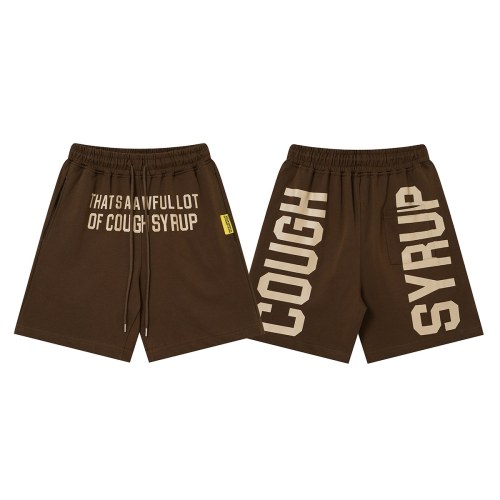 Cough Syrup Front Small Slogan Back Large Vertical Letter Print Drawstring Elastic Waist Streetwear Athletic Sweat Shorts 2 colors 29357903