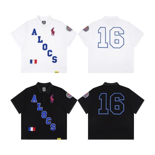 Cough Syrup American Retro Front Diagonal Letter Pony Flag Patch Back Large Hollow Number Oversized Polo Shirt 2 colors 29357796