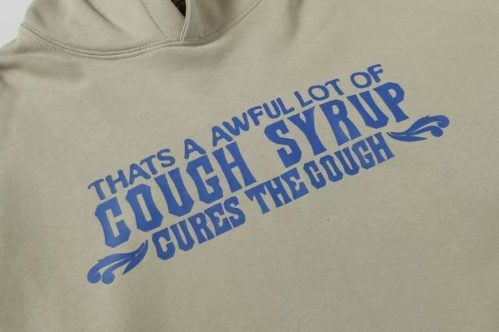 Cough Syrup Vintage Retro Newspaper Figure Print Dual Side Letter Graphic Oversized Hoodie 29358990
