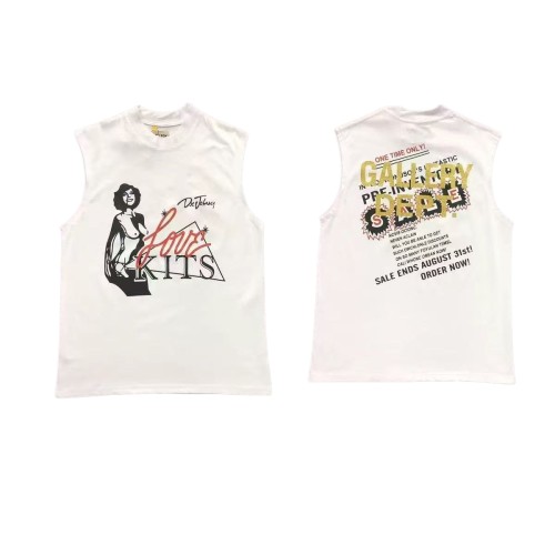 GaIIery Dept. Lady Portrait Red Cursive Letter Triangle Graphic Back Gold Bold Block Sale Text Newspaper Cotton Tank Top 2 colors 29359078
