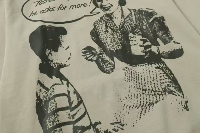 Cough Syrup Vintage Retro Newspaper Figure Print Dual Side Letter Graphic Oversized Hoodie 29358990