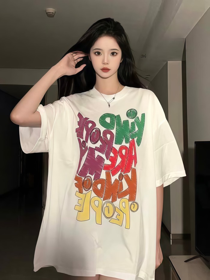 GaIIery Dept. Y2K Graffiti Streetwear Front Multicolor Doodle Bubble Letter Print Oversized Crew Neck Cotton Tee 29358808