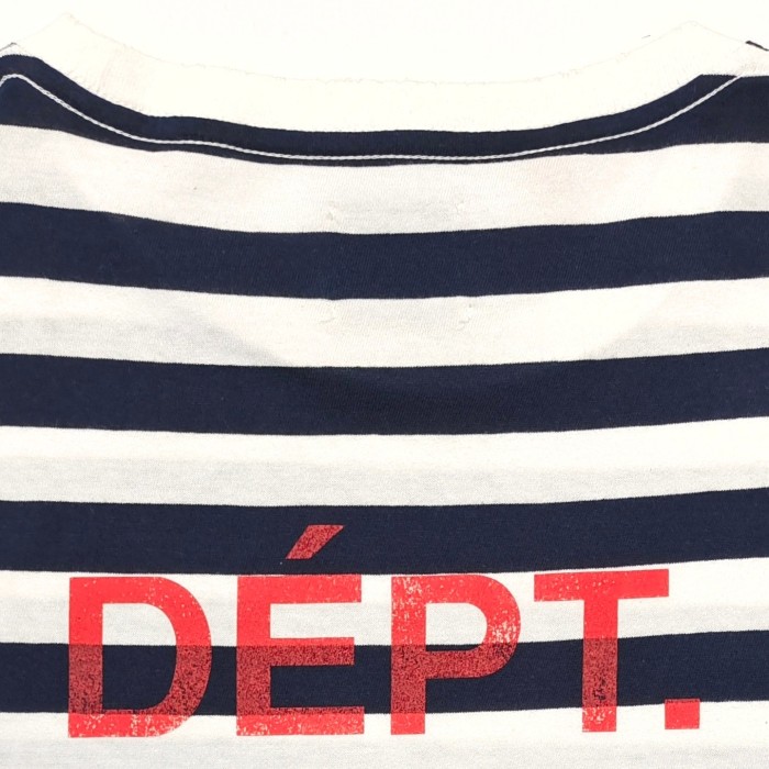 GaIIery Dept. [Big & Tall for weights up to 220 lbs]1:1 quality version Red French Letters on a Blue-and-White Striped Tee 29359005