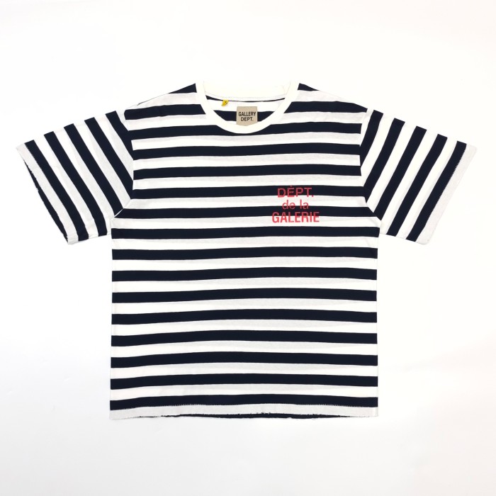 GaIIery Dept. [Big & Tall for weights up to 220 lbs]1:1 quality version Red French Letters on a Blue-and-White Striped Tee 29359005