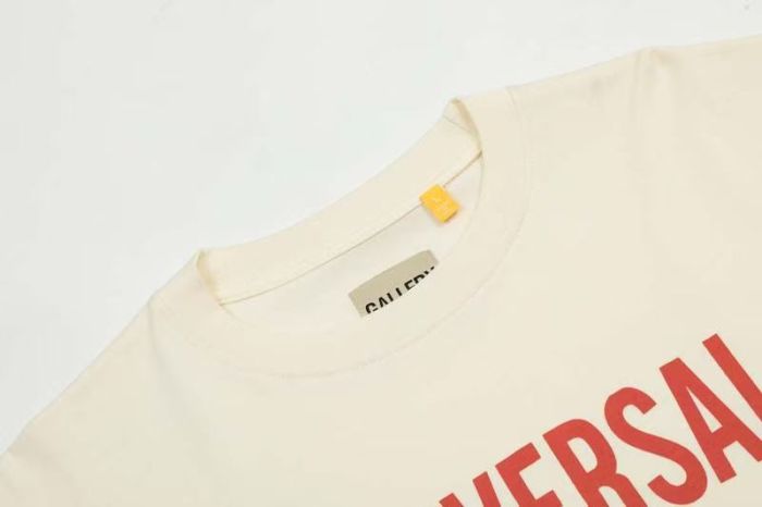 GaIIery Dept. Vintage Hip Hop Solid Cream Front Red Bold Stacked Text Print Oversized Crew Neck Cotton Tee 29358802