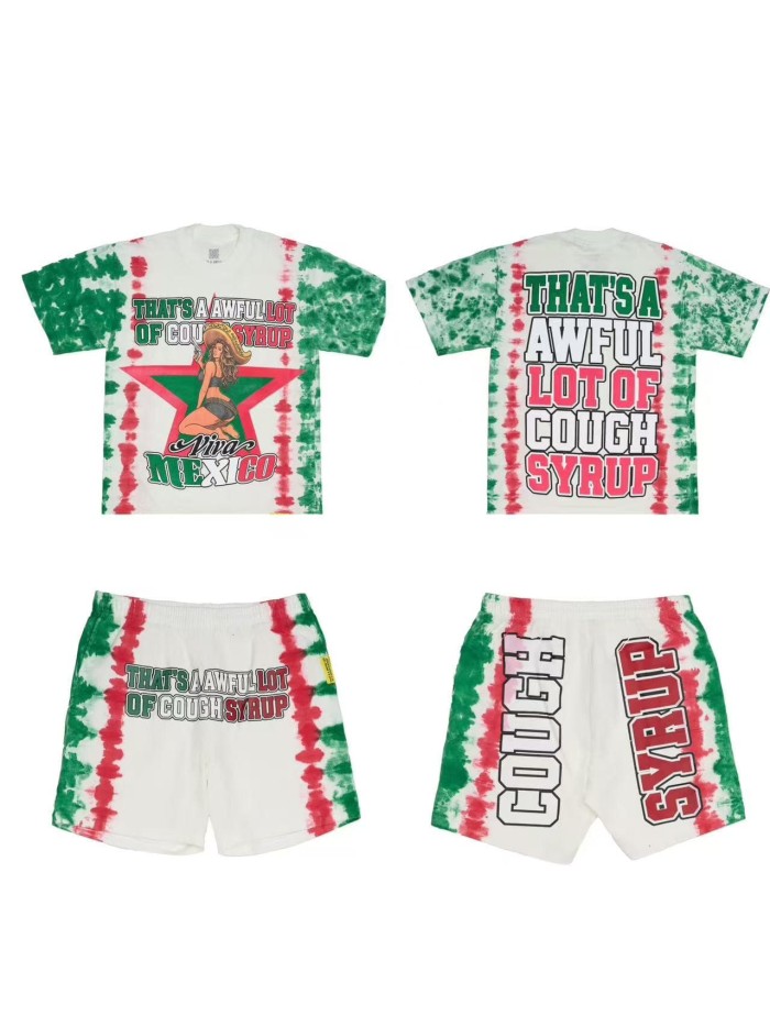 Cough Syrup Vintage Tie-Dye Western Lady Star Print Tee & Shorts Set 2 colors 29359163
