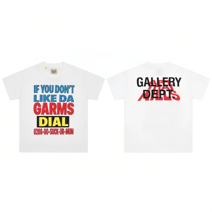 GaIIery Dept. American Retro Casual Dual Front Multi Tone Block Slogan Back Layered Word Graphic Cotton Tee 29358823