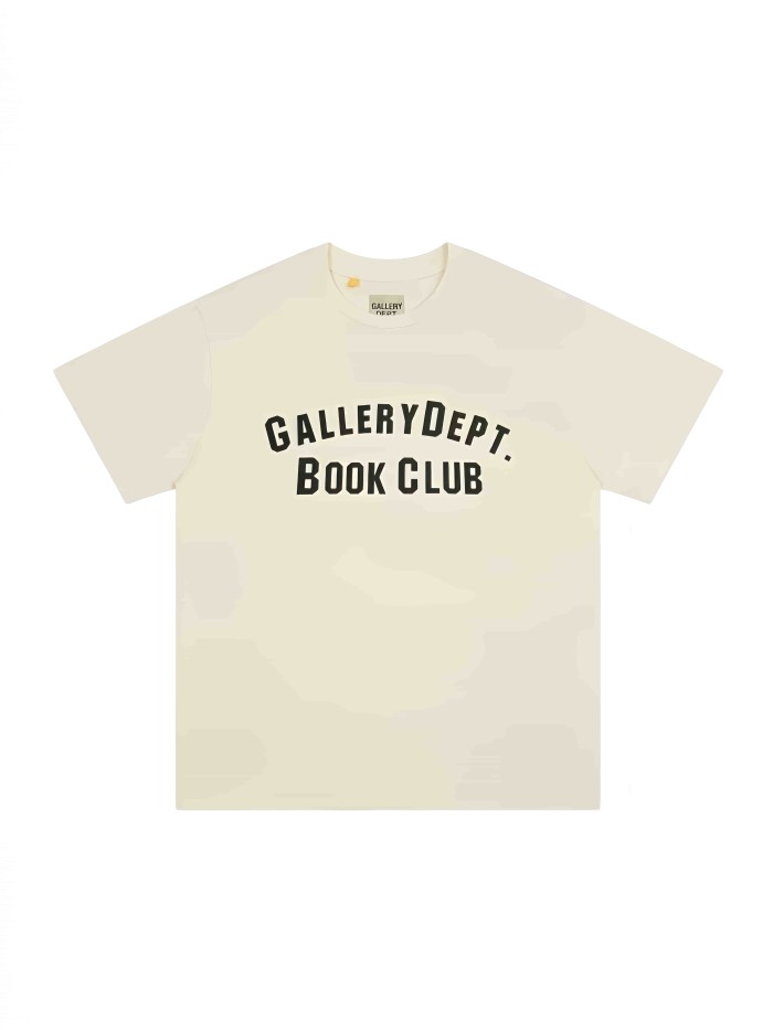 GaIIery Dept. Vintage Minimal Streetwear Front Arch Black Block Letter Slogan Print Oversized Crew Neck Cotton Tee 29358813