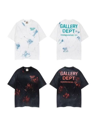 GaIIery Dept. Vintage Street Front Small Cyan Letter Ink Splash Back Large Cyan Font Splash Texture Print Oversized Cotton Tee 2 colors 29359039