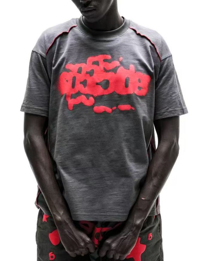 Sp5der [Big & Tall for weights up to 220 lbs]1:1 quality version Spider Web Print and Visible Stitching Tee 2 colors 29359001