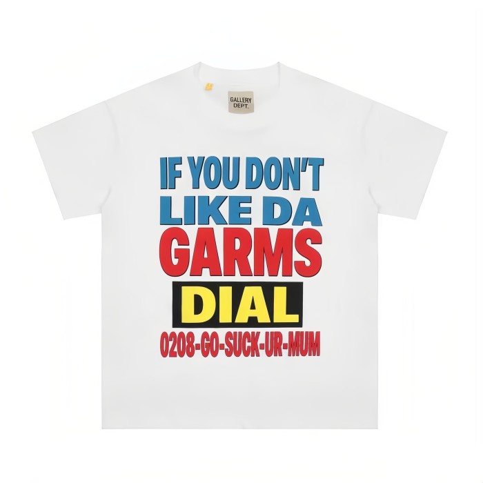 GaIIery Dept. American Retro Casual Dual Front Multi Tone Block Slogan Back Layered Word Graphic Cotton Tee 29358823