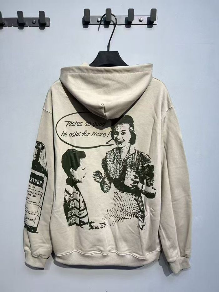 Cough Syrup Vintage Retro Newspaper Figure Print Dual Side Letter Graphic Oversized Hoodie 29358990