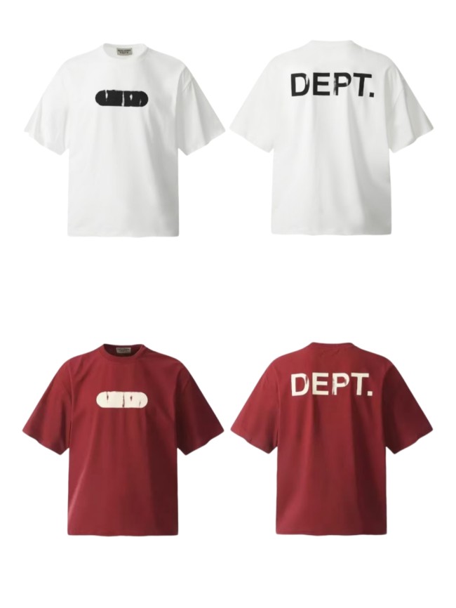 GaIIery Dept. Minimal Retro Street Front White Distressed Oval Bar Graphic Back Large Worn Block Letter Print Oversized Cotton Tee 2 colors 29359086