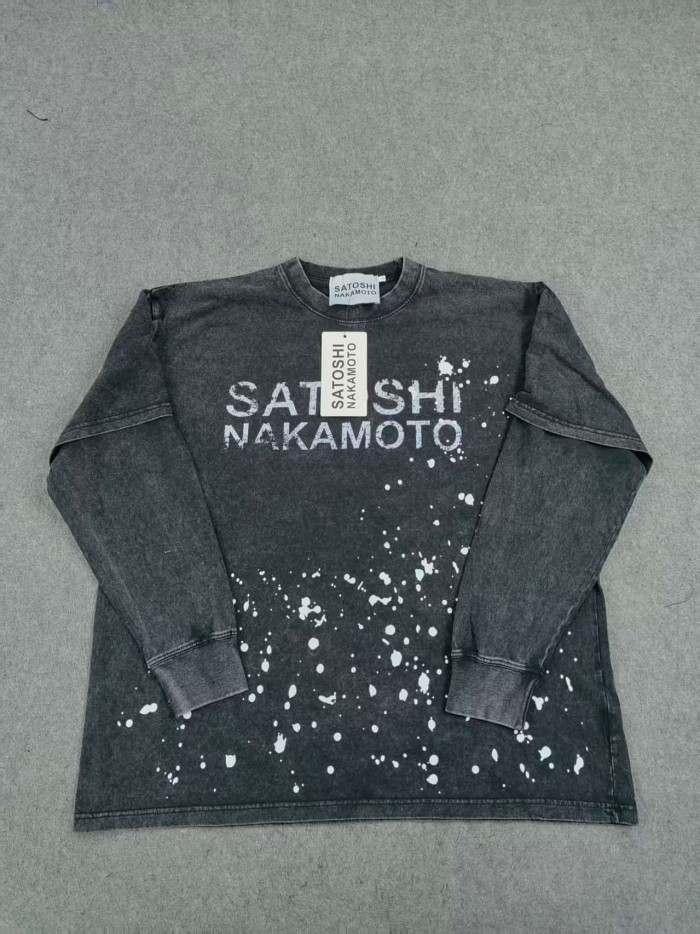 [50% Off]Vintage distressed ink-wash printed Long Sleeve T-Shirt 29367061
