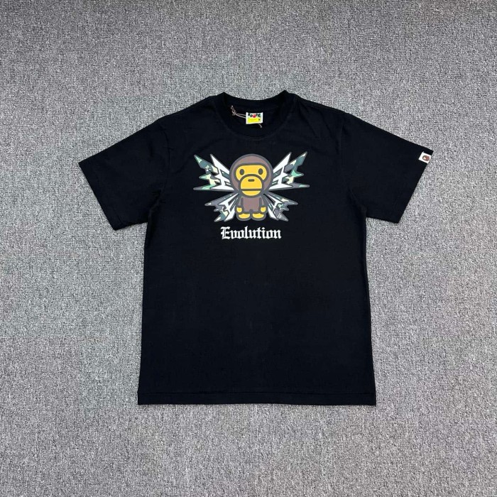 A Bathing Ape Bape 1:1 quality version Front Camo Lightning Monkey Print Evolution Gothic Letter Back Reverse Monkey Camo Lightning Text Graphic Tee 2 colors 29367312