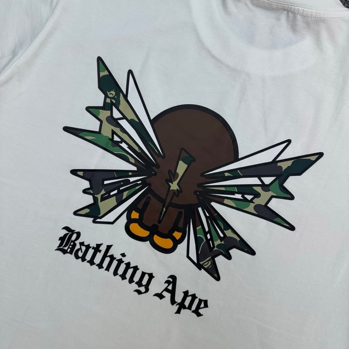 A Bathing Ape Bape 1:1 quality version Front Camo Lightning Monkey Print Evolution Gothic Letter Back Reverse Monkey Camo Lightning Text Graphic Tee 2 colors 29367312