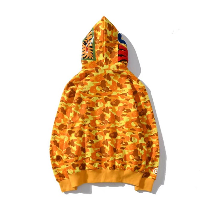 A Bathing Ape Bape All Over Letter Print Collaboration Edition PUBG Orange Camo Shark Hoodie 29368319