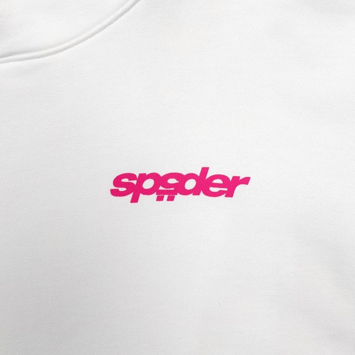 Sp5der [Big & Tall for weights up to 220 lbs]1:1 quality version High Street White Pink Splash Star Letter Print Hoodie & Pants Set 29368149