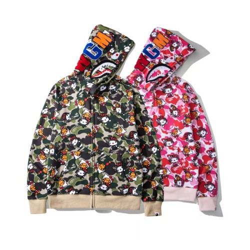 A Bathing Ape Bape All Over Letter Print Hello Kitty Loose Shark Zip Up Hoodie 2 colors 29368314