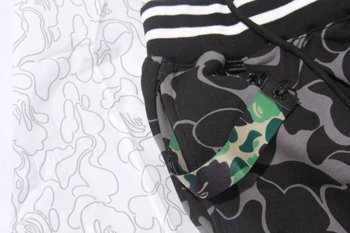 A Bathing Ape Bape Camo Letter Shark Straight Fit French Terry Five Inch Beach Shorts 29368388