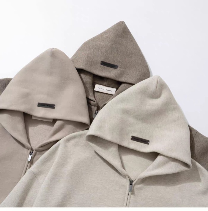 Fear Of God (Essentials) [Big & Tall for weights up to 220 lbs]1:1 quality version 3D Metal Emblem High Frequency Letter Print Zipper Hoodie 6 colors 29368216