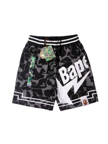 A Bathing Ape Bape Camo Letter Shark Straight Fit French Terry Five Inch Beach Shorts 29368388