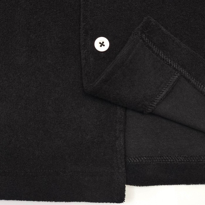 GaIIery Dept. [Big & Tall for weights up to 260 lbs]1:1 quality version Streetwear Solid Black French Letter Print Notch Collar Shirt & Sweat Shorts Set 29368158