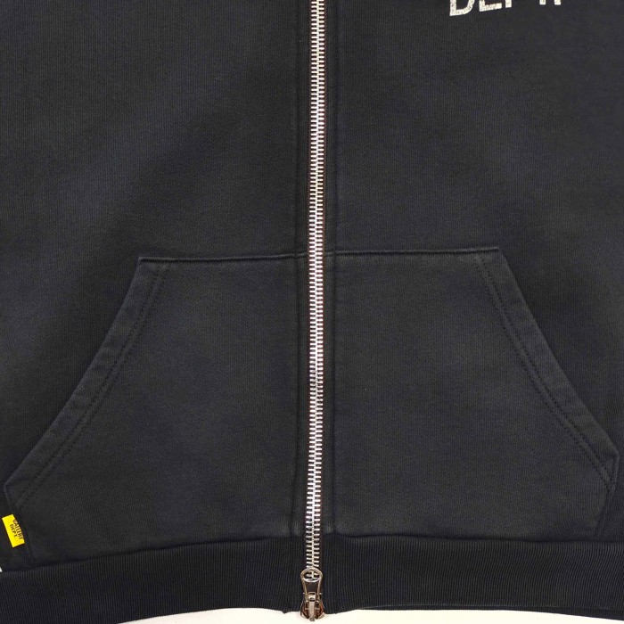 GaIIery Dept. [Big & Tall for weights up to 260 lbs]1:1 quality version Streetwear Black Gray Color Block Letter Print Zip Up Hoodie & Pants Set 29368165