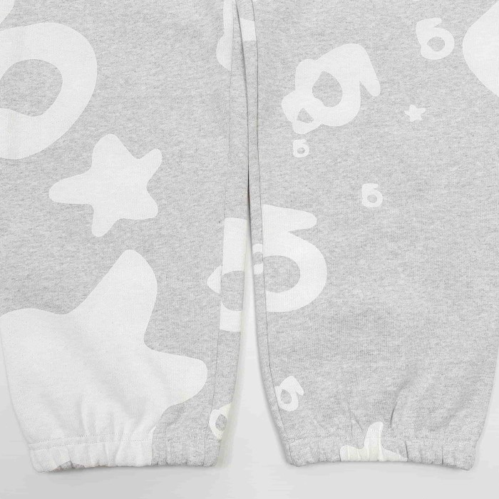 Sp5der [Big & Tall for weights up to 220 lbs]1:1 quality version High Street Heather Gray Curved Letter Star All Over Print Hoodie & Pants Set 29368154