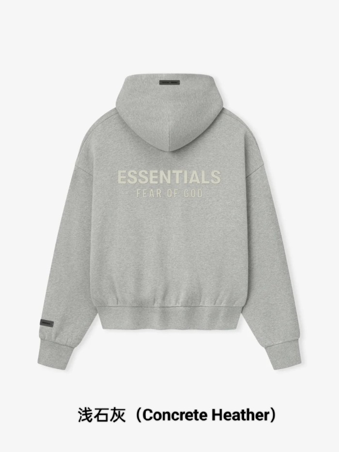 Fear Of God (Essentials) [Big & Tall for weights up to 220 lbs]1:1 quality version 3D Metal Emblem High Frequency Letter Print Zipper Hoodie 6 colors 29368216