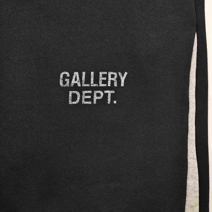 GaIIery Dept. [Big & Tall for weights up to 260 lbs]1:1 quality version Streetwear Black Gray Color Block Letter Print Zip Up Hoodie & Pants Set 29368165