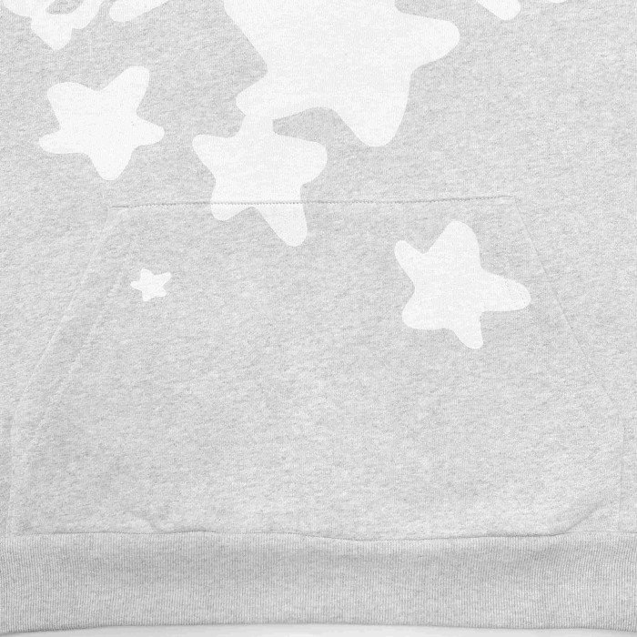 Sp5der [Big & Tall for weights up to 220 lbs]1:1 quality version High Street Heather Gray Curved Letter Star All Over Print Hoodie & Pants Set 29368154