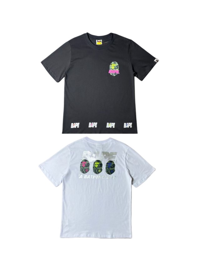 A Bathing Ape Bape Hip Hop Colorful Camo Monkey Head Print Tee 2 colors 29368407