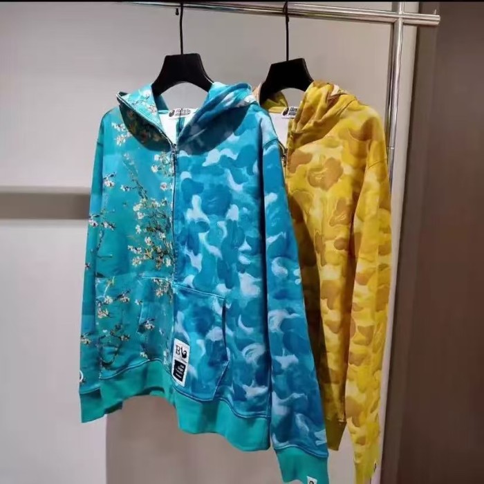 A Bathing Ape Bape 1:1 quality version Van Gogh Sunflower Digital Print Oil Painting Men's Fleece Lined Autumn Winter Hoodie 2 colors 29368374