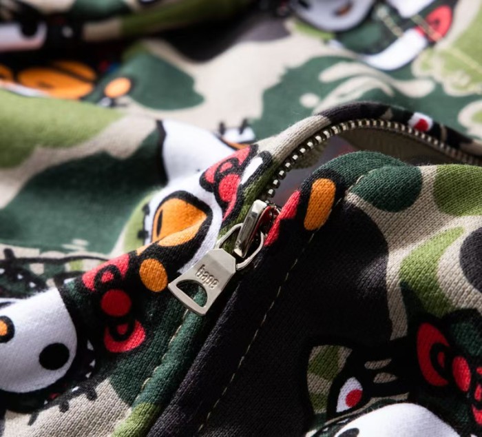 A Bathing Ape Bape All Over Letter Print Hello Kitty Loose Shark Zip Up Hoodie 2 colors 29368314