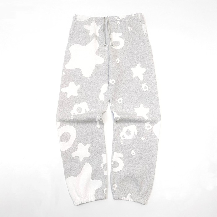 Sp5der [Big & Tall for weights up to 220 lbs]1:1 quality version High Street Heather Gray Curved Letter Star All Over Print Hoodie & Pants Set 29368154