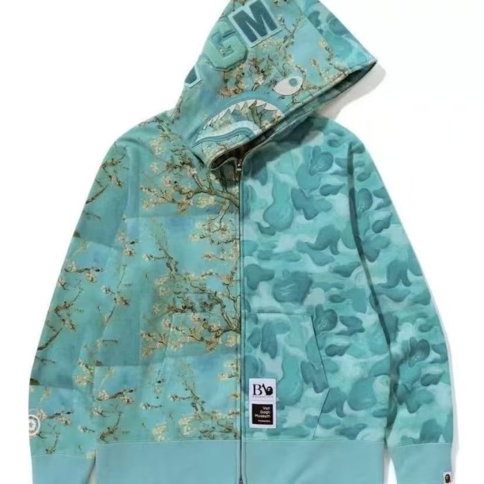 A Bathing Ape Bape 1:1 quality version Van Gogh Sunflower Digital Print Oil Painting Men's Fleece Lined Autumn Winter Hoodie 2 colors 29368374