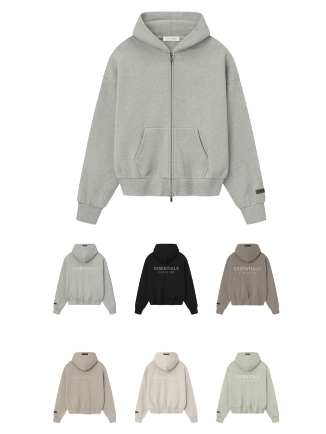 Fear Of God (Essentials) [Big & Tall for weights up to 220 lbs]1:1 quality version 3D Metal Emblem High Frequency Letter Print Zipper Hoodie 6 colors 29368216