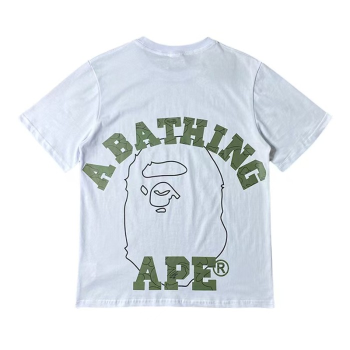 A Bathing Ape Bape Streetwear Front Small Logo Back Big Outline Ape Head Print Crew Neck Tee 2 colors 29368412