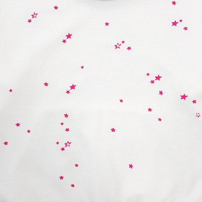 Sp5der [Big & Tall for weights up to 220 lbs]1:1 quality version High Street White Pink Splash Star Letter Print Hoodie & Pants Set 29368149