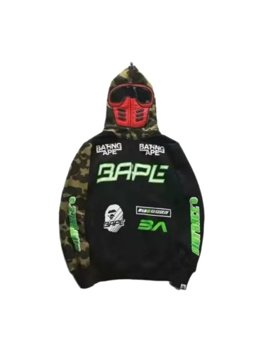 A Bathing Ape Bape Vintage Spliced Camo Mask Hoodie Back Large Ape Head Print Hoodie 29368358