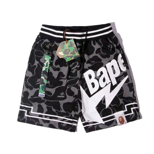 A Bathing Ape Bape Camo Letter Shark Straight Fit French Terry Five Inch Beach Shorts 29368388