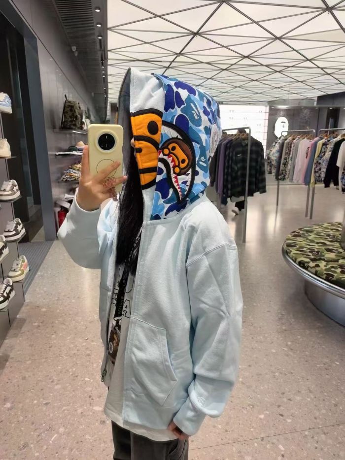 A Bathing Ape Bape 1:1 quality version Camo Ape Shark Milo KT Monkey Unisex Embroidered Zip Up Hoodie 3 colors 29368405
