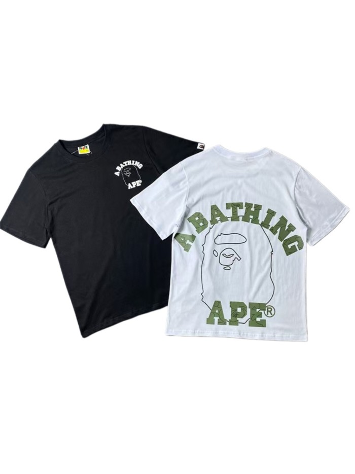 A Bathing Ape Bape Streetwear Front Small Logo Back Big Outline Ape Head Print Crew Neck Tee 2 colors 29368412