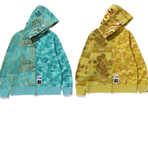 A Bathing Ape Bape 1:1 quality version Van Gogh Sunflower Digital Print Oil Painting Men's Fleece Lined Autumn Winter Hoodie 2 colors 29368374