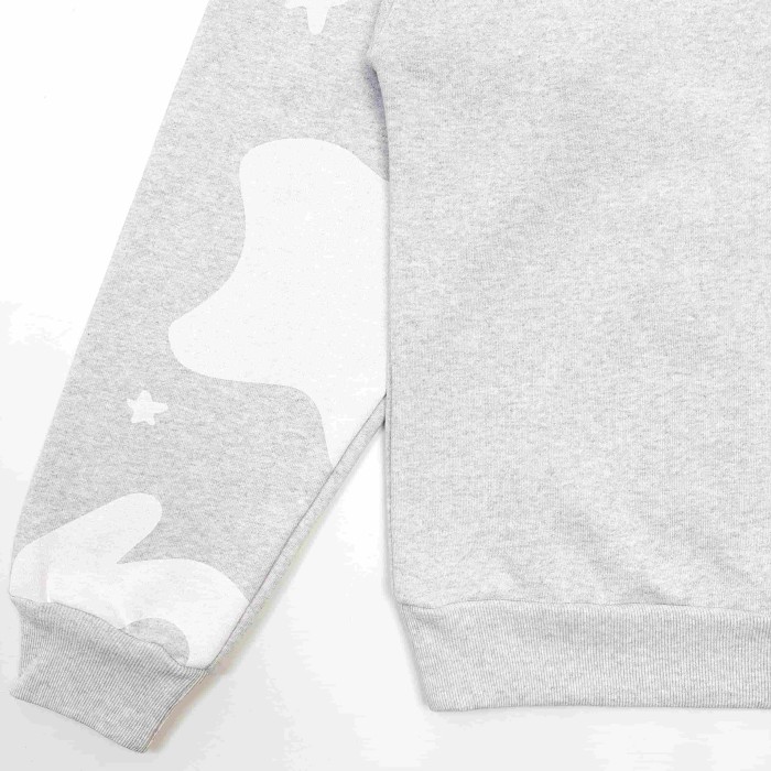 Sp5der [Big & Tall for weights up to 220 lbs]1:1 quality version High Street Heather Gray Curved Letter Star All Over Print Hoodie & Pants Set 29368154