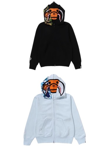 A Bathing Ape Bape 1:1 quality version Camo Ape Shark Milo KT Monkey Unisex Embroidered Zip Up Hoodie 3 colors 29368405