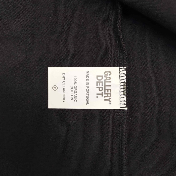 GaIIery Dept. [Big & Tall for weights up to 260 lbs]1:1 quality version Streetwear Solid Black French Letter Print Notch Collar Shirt & Sweat Shorts Set 29368158